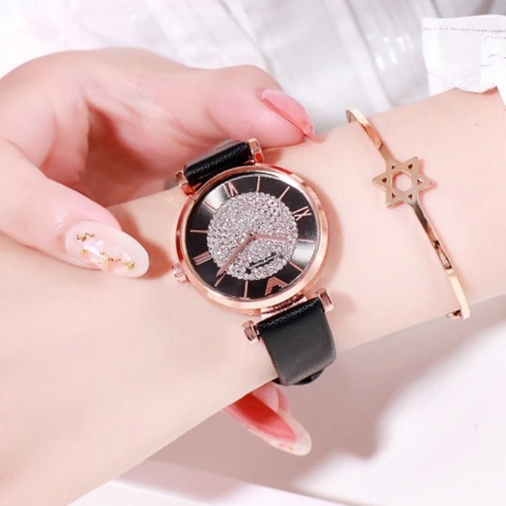 Romantikus karóra-fekete KP5852, kvarc, ötvözet, szintetikus