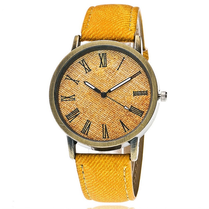 Дамски часовник, Zero, Quart, Неръждаема стомана/Синтетика, 23.5 см, Жълт