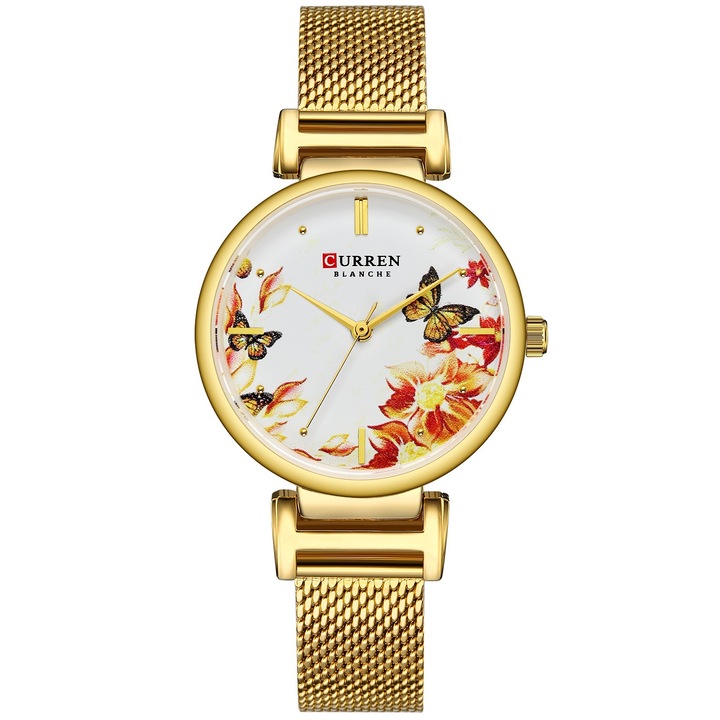 Női karóra, Curren, Rozsdamentes acél, Kvarc mechanizmus, 24 cm, Arany