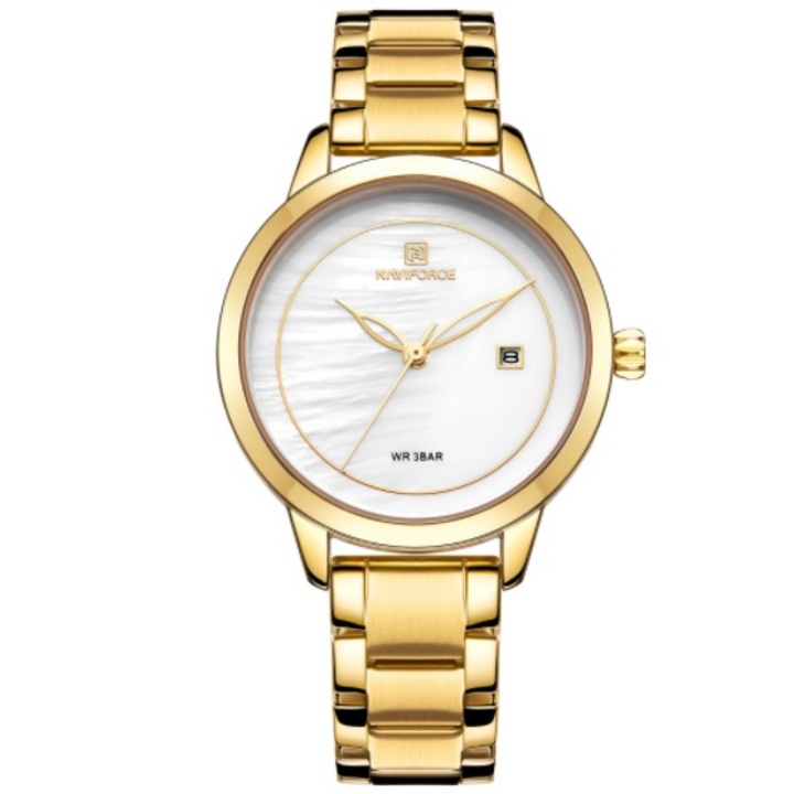 Női karóra, Naviforce, Rozsdamentes acél, Kvarc mechanizmus, 20 cm, Arany