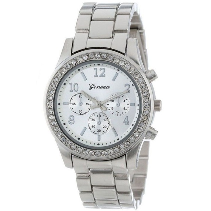 Дамски часовник, IZMAEL, Geneva, Неръждаема стомана, Кварцов механизъм, 24 см, Сребрист