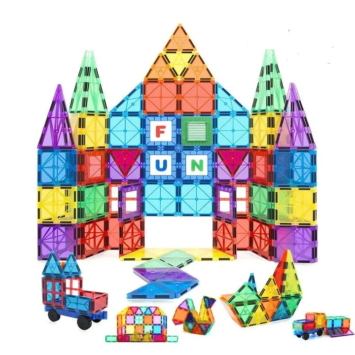 Конструктор STEM, Играчки, 3D, Магнитен, 100 части, 2+ години, Многоцветен