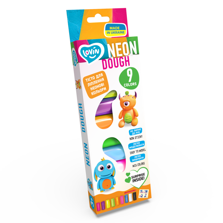Set plastilina Lovin 9pcsx15gr, Neon Dough