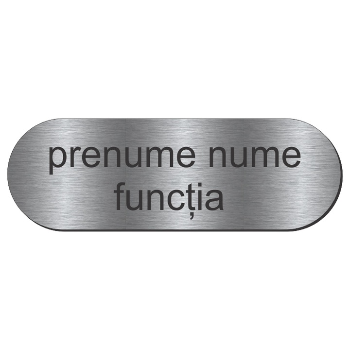 Ecuson ABS argintiu, gravat, 2,5x7,5cm