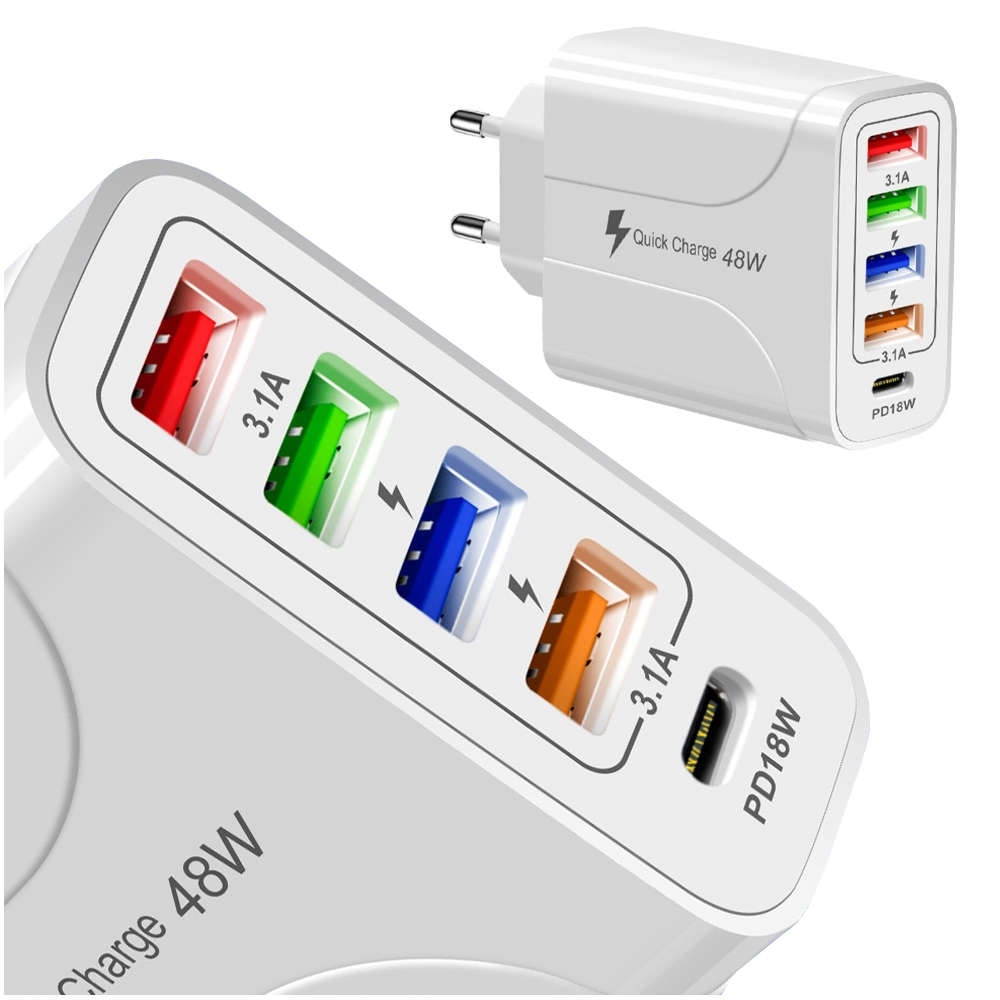 Charge rapide ARCHEER AR-QC-24C Qualcomm 3.0 4x USB 1x USB-C station de