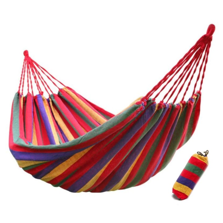 Hamac pentru o Persoana, Greutate Maxima 125kg, 80 x 200 cm, bumbac multicolor, Saiconcpt®