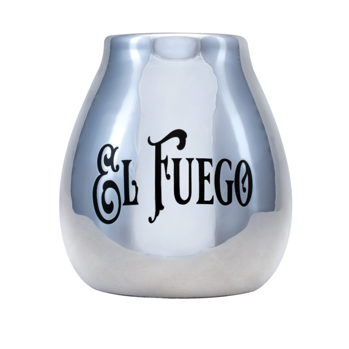 Cana de Yerba Mate, Calabash din ceramica, El Fuego Argint 350 ml