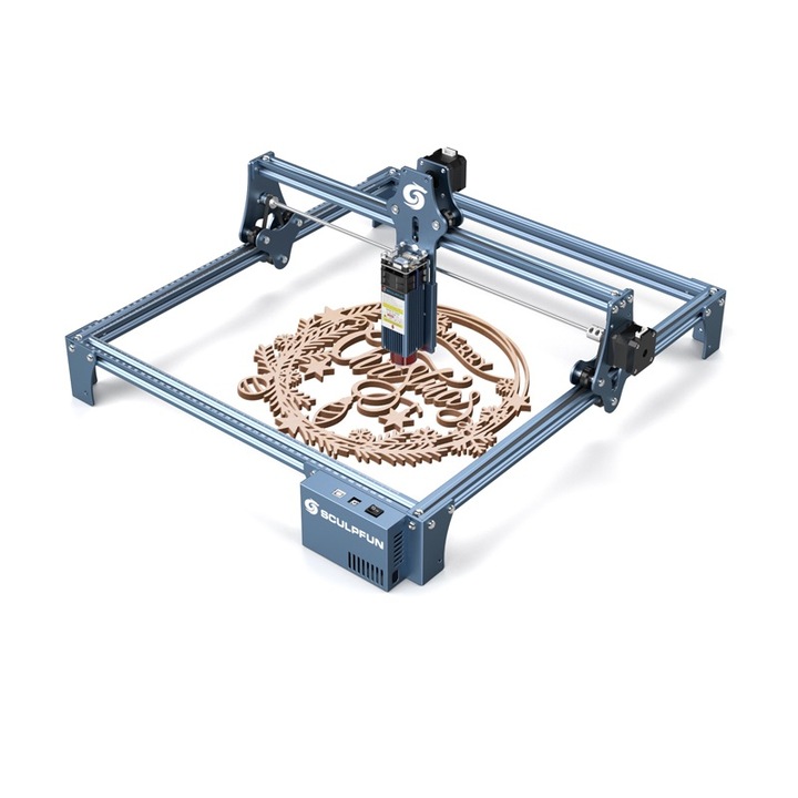 Sculpfun S9-921 Lézergravírozó gép, nagy sebességű ipari minőségű, teljesítmény 5,5 W, gravírozási pontosság 0,01 mm, adatátviteli módszer USB csatlakozás, tápegység 240 V, nagy pontosság, asztalméret 410 × 420 mm