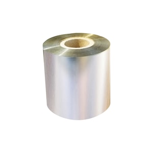 Ribon termic wax premium gold metalic 65mm x 200m pentru imprimare termotransfer pe hartie poroasa, poliamida, satin, detalii mari, tub 1 inch, ink out