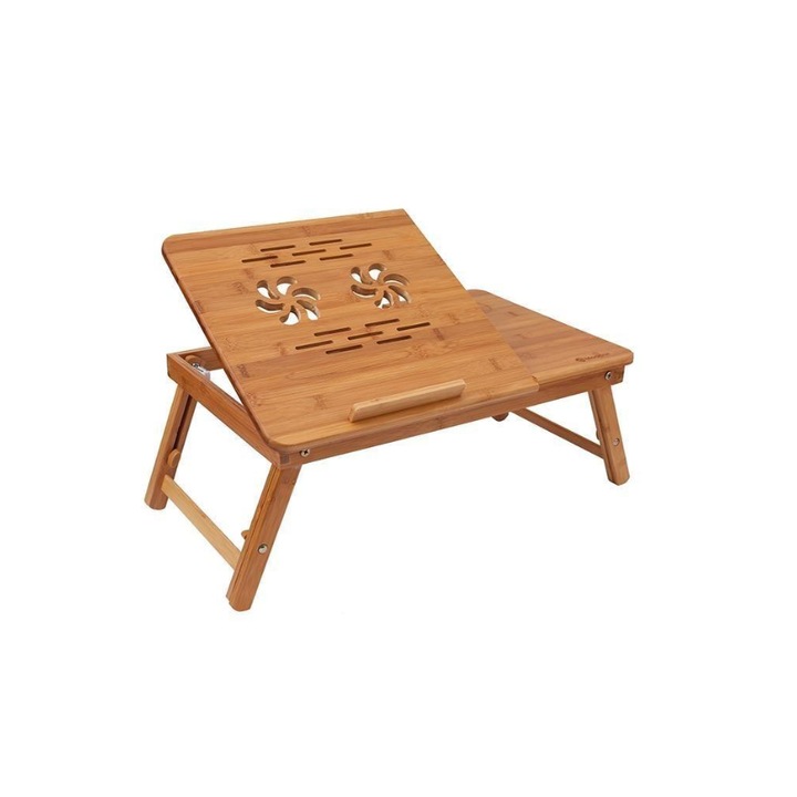 Masa pliabila din Lemn Bambus pentru laptop cu design Ergonomic