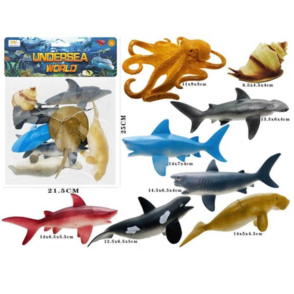 Комплект фигури за игра, Морски животни, 8 броя, В плик - eMAG.bg