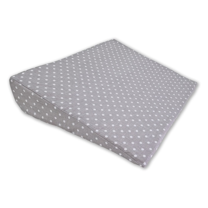 Perna antireflux cu husa bumbac detasabila 30x38x7 cm Kidizi Grey Dots