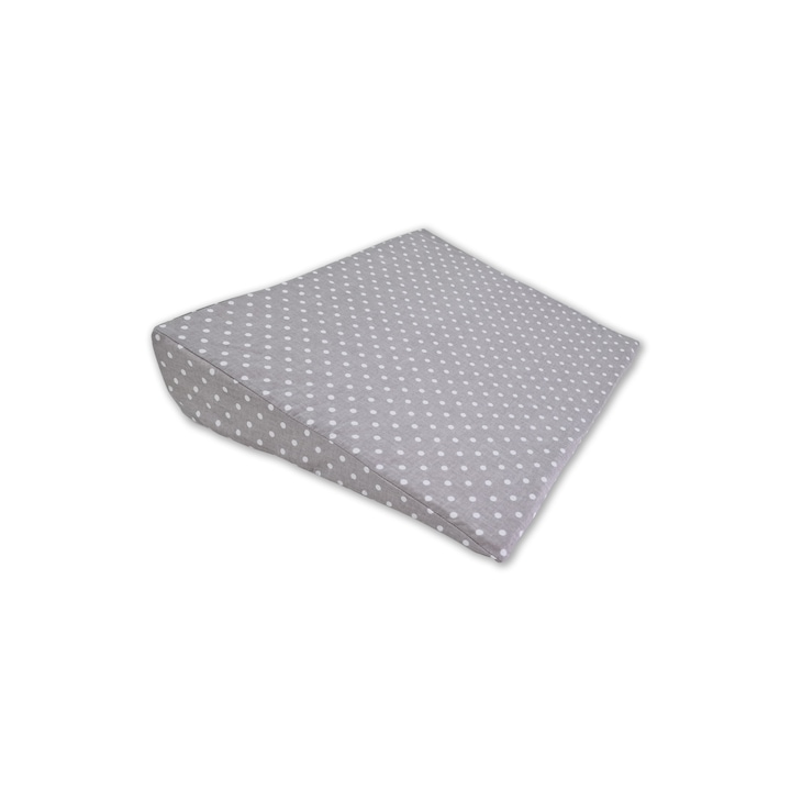 Антирефлуксна възглавница Kidizi Grey Dots, Сваляща се памучна калъфка, 30x38x7 см