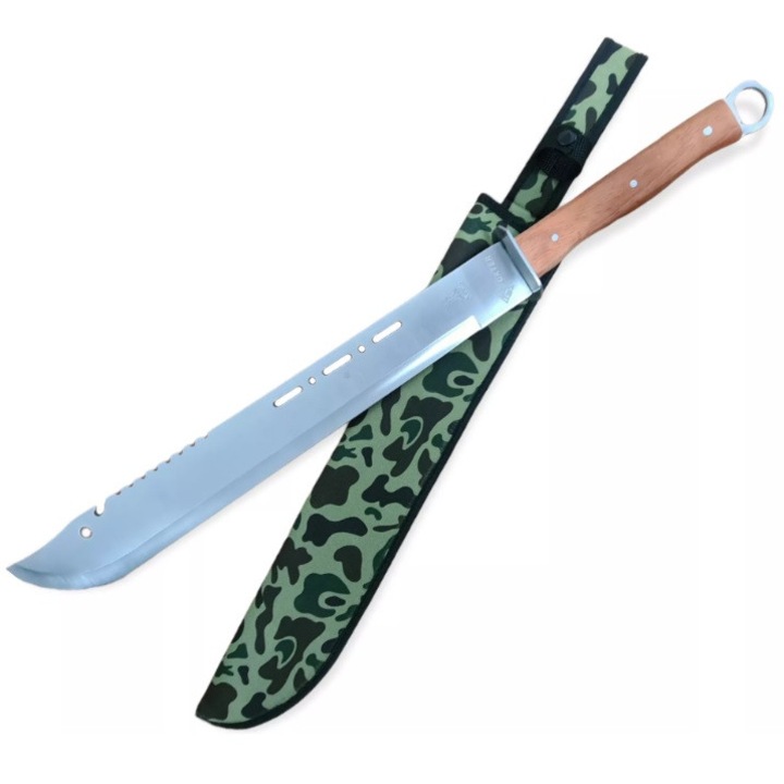 Maceta cu maner din lemn + Teaca, Otel inoxidabil, Verde