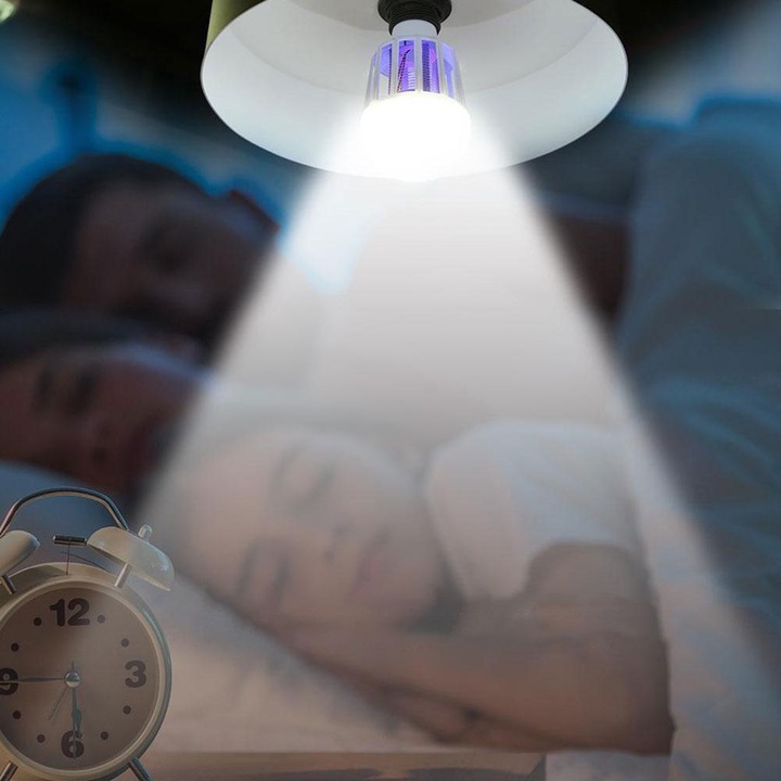 Комплект от 2 LED крушки 2 в 1 с UV лампа против насекоми Echo Soul, уред против комари, мухи, мушици, безшумен, против насекоми, с 360° излъчване за вътрешна и външна употреба, 9 W, бял Echo Soul®