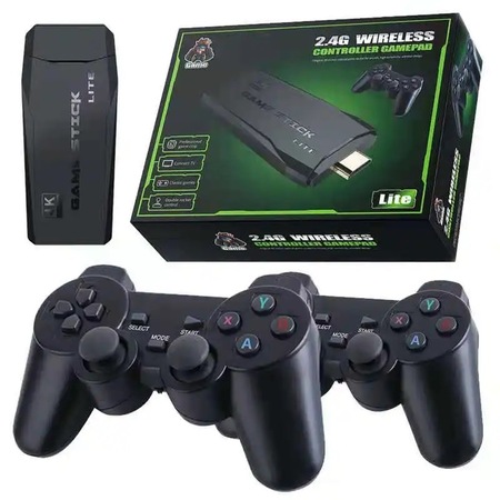 Consola wireless 1Tech SH-G02, 10.000 de jocuri incorporate, doua joystick-uri wireless, 4K, 2,4 GHz, negru