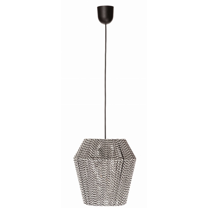 Lampa suspendata, Ledigo, Textil, E27, Alb/Negru