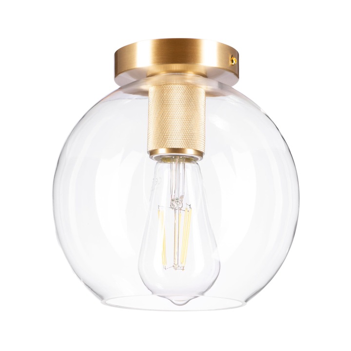 Plafoniera, Ledigo, Sticla, 20 cm, Auriu/Transparent