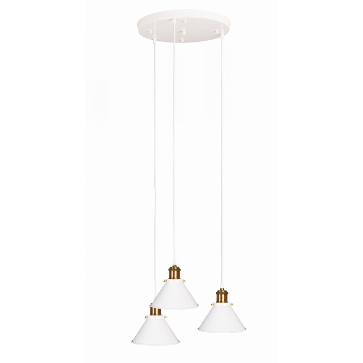 Set 3 lampi suspendate, Ledigo, Metal, E27, Alb