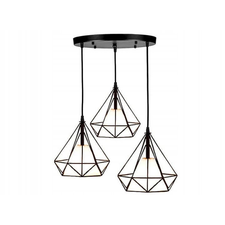 Set 3 lampi suspendate, Ledigo, Metal, E27, Negru