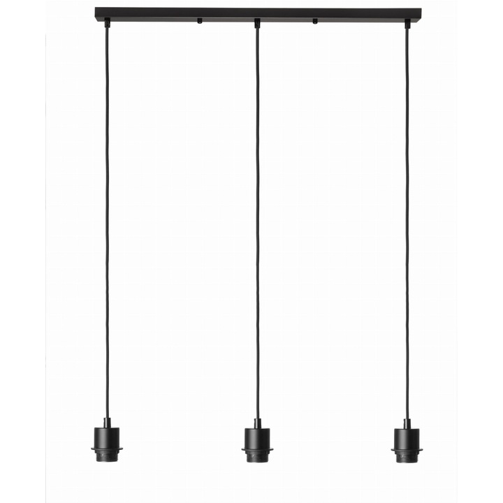 Lustra cu filet triplu E27, Ledigo, Metal, 230 V, 90 x 70 cm, Negru