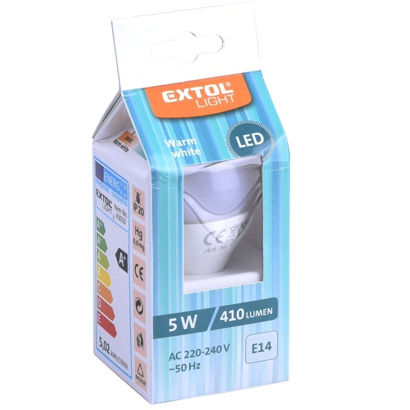 Bec LED, Extol Light, 410lm, 5W, E14, mini, alb cald - eMAG.ro