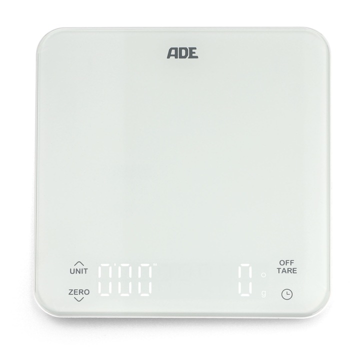 Cantar de bucatarie reincarcabil USB ADE Nuria, 5 kg, 16 x 16 cm, Alb