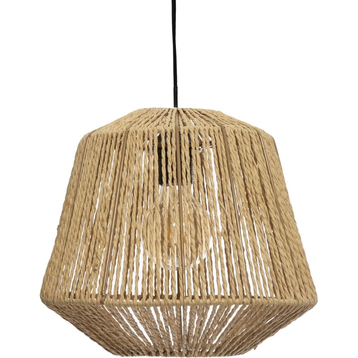 Lampa Suspendata, HowHomely, Jily, Stil Boho, Design Natural Din Metal Si Hartie, Adauga Caldura Si Confort, Ideala Pentru Sufragerie, Living Si Dormitor, Lungime Cablu 100 cm, 29 cm, Bej
