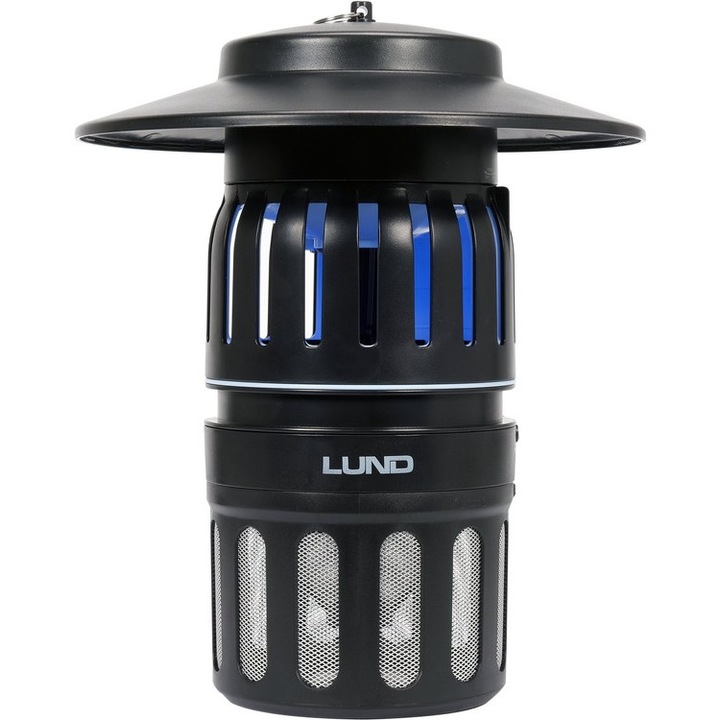 Lampa insecticida cu ventilator Lund, UVA, 15W, IPX4, ABS, Negru