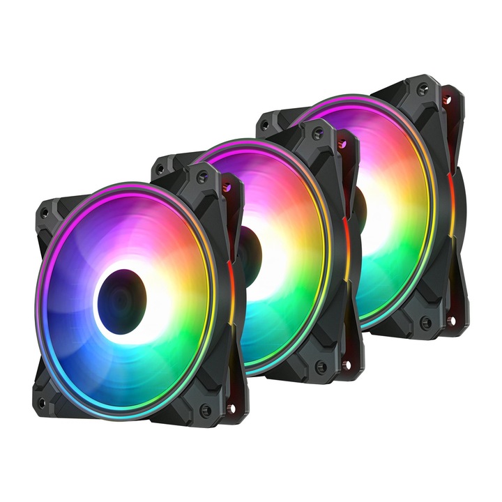 Комплект вентилатори за компютър DeepCool DP-F12-AR-CF120P-3P, 3бр., 1800RPM, ARGB, 120x120x26.5mm