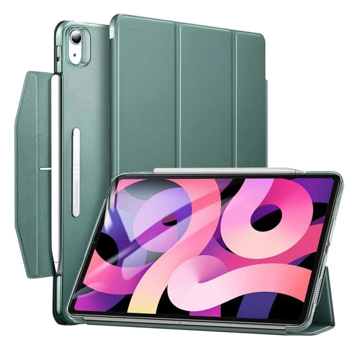 Husa tableta din piele pentru Apple iPad Air 4 2020, Air 5 2022, Protectie Completa, Functie de Stand, Verde
