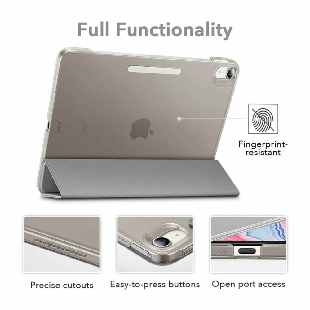 Husa tableta din piele pentru Apple iPad Air 4 2020, Air 5 2022, Protectie Completa, Functie de Stand, Gri