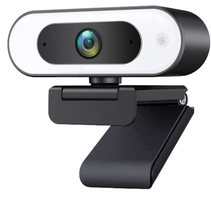 Уеб камера HDZIYU USB, с LED подсветка с регулируема яркост, Full HD 1080p, 60fps, микрофон, статив