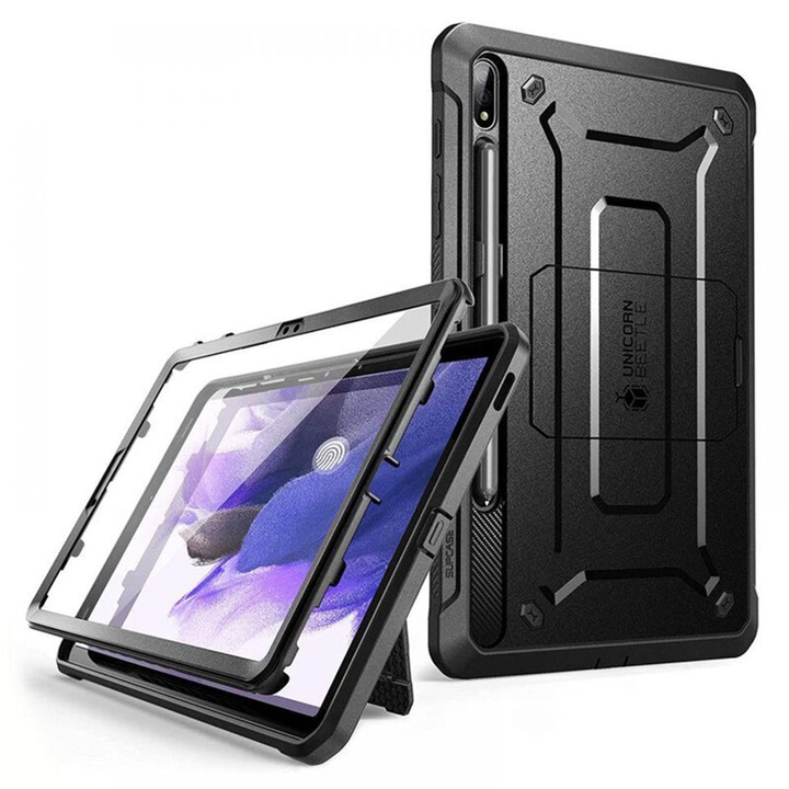 Защитен калъф Supcase, съвместим с Samsung Galaxy Tab S7 FE, Unicorn Beetle Pro, с включено фолио, поликарбонат, черен