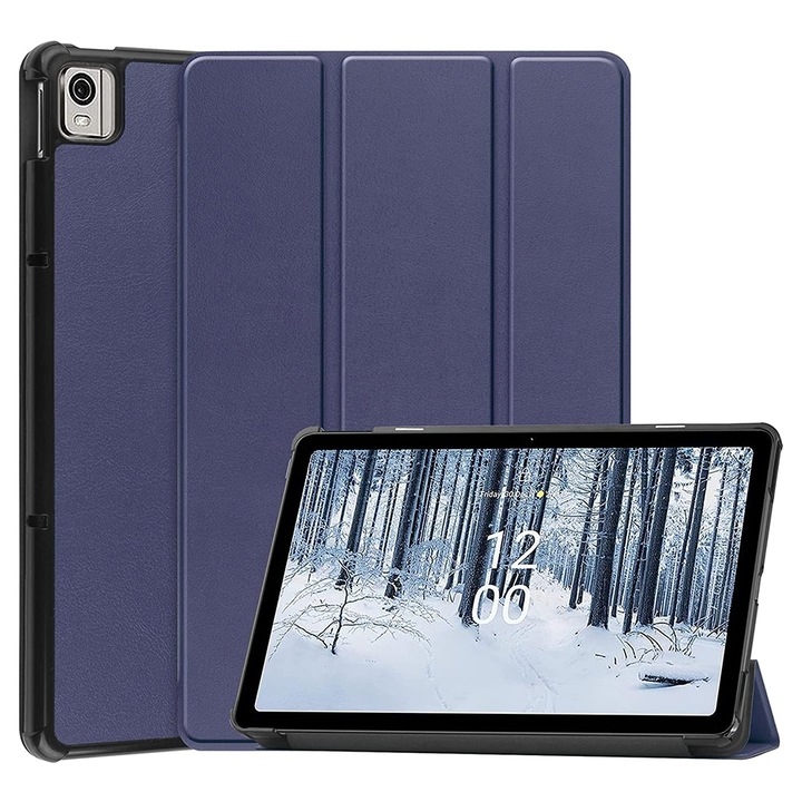 Защитен калъф за таблет Nokia T21, ударобезопасен, FoldPro, V100, микрофибър, син