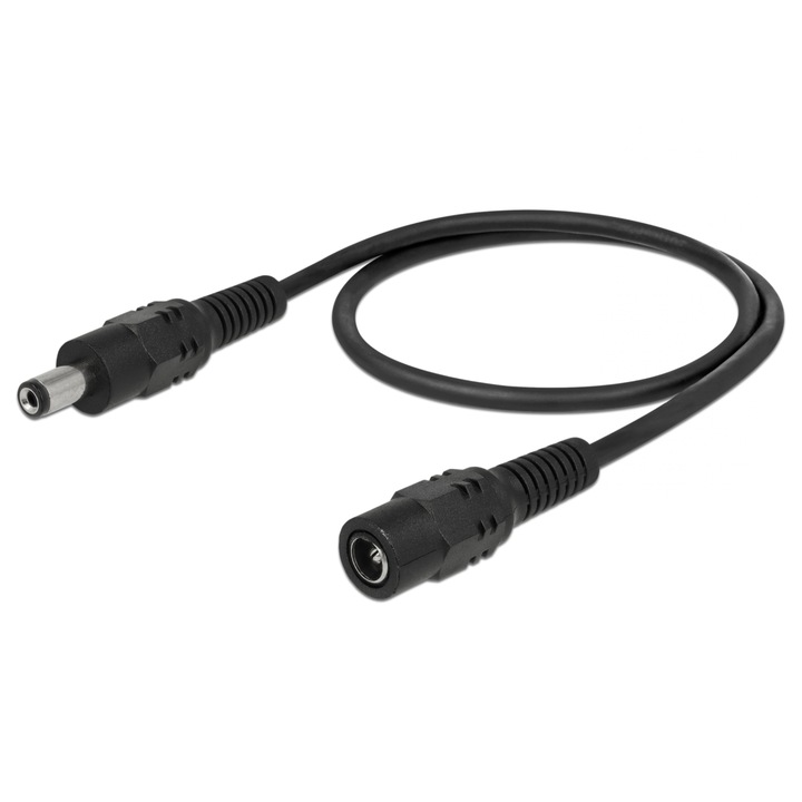 Cablu de alimentare cu conectori DC mama-tata 2.1 mm x 5.5 mm, 10 m, Negru