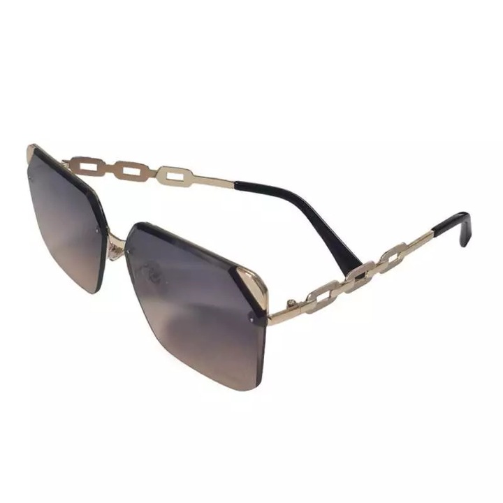 Ochelari De Soare Polarizati M22 SIKS Cu Lentile In Gradient Negru/Maro, Insertie Brat Tip Lant Alb, De Condus, Toc Inclus