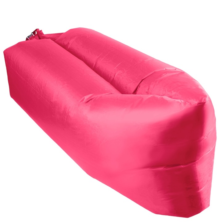 Lazy Bag típusú felfújható matrac, mérete 230 x 70 cm, rózsaszín, kempingezésre, strandra vagy medencére
