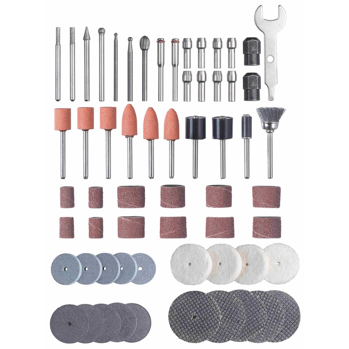 Set 61 accesorii Einhell pentru slefuire si gravura, compatibil cu TH-MG 135 E