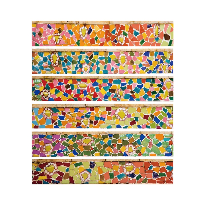Стикери за вътрешни или външни стълби и стъпала ORIGINAL DEALS, самозалепващи се, 6 части, многоцветен мозаечен пъзел, 100 x 18 см