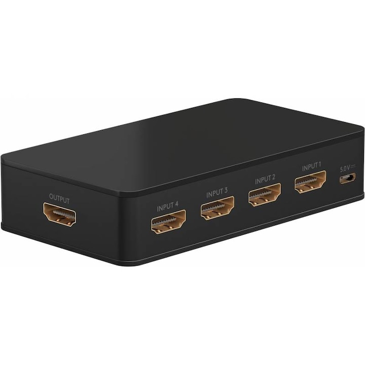 Switch HDMI 4 intrari, 1 iesire, cu telecomanda, 4K/60Hz