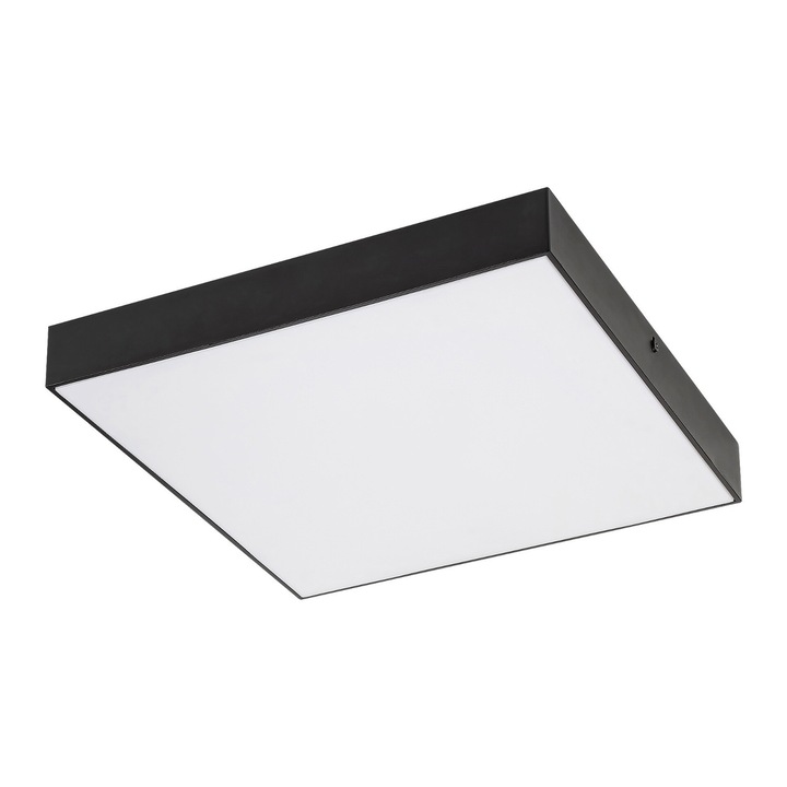 Plafoniera LED de exterior Rabalux Tartu 7899, negru mat, aluminiu si plastic, LED 18W, 1800lm, 2800-6000K, IP44, reglare intensitate luminoasa, patrat 175x175mm, distanta 40mm, pentru terasa