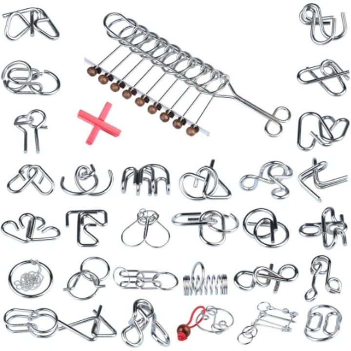 Soosable Brain Twister fém puzzle játék szett, 32 db, gyerekeknek és tinédzsereknek