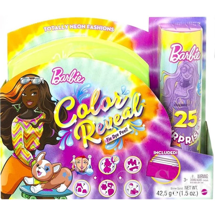Кукла Барби, тъмнокожа, Color Reveal Neon Fashion, 25 аксесоара eMAG.bg