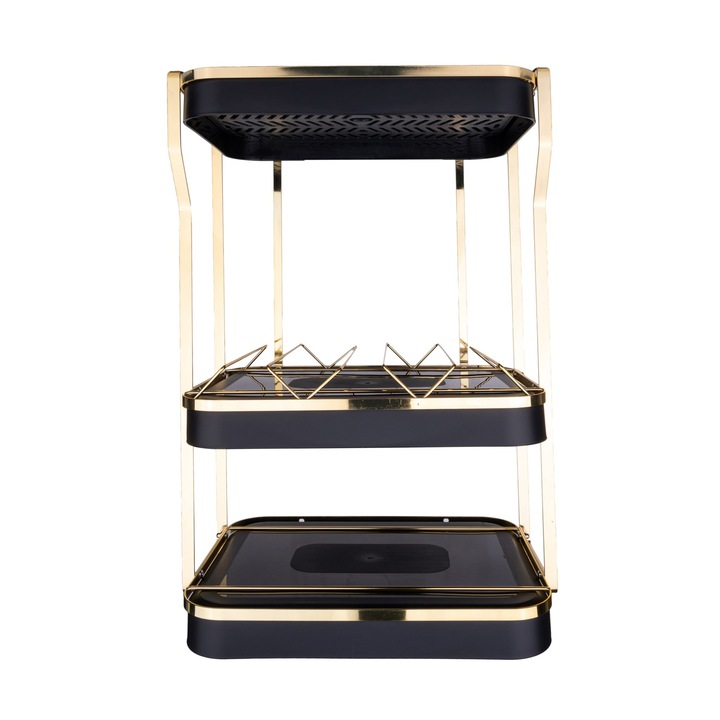 Organizator bucatarie, TRENDY’S, cu trei nivele 36X25X36 CM, negru-gold