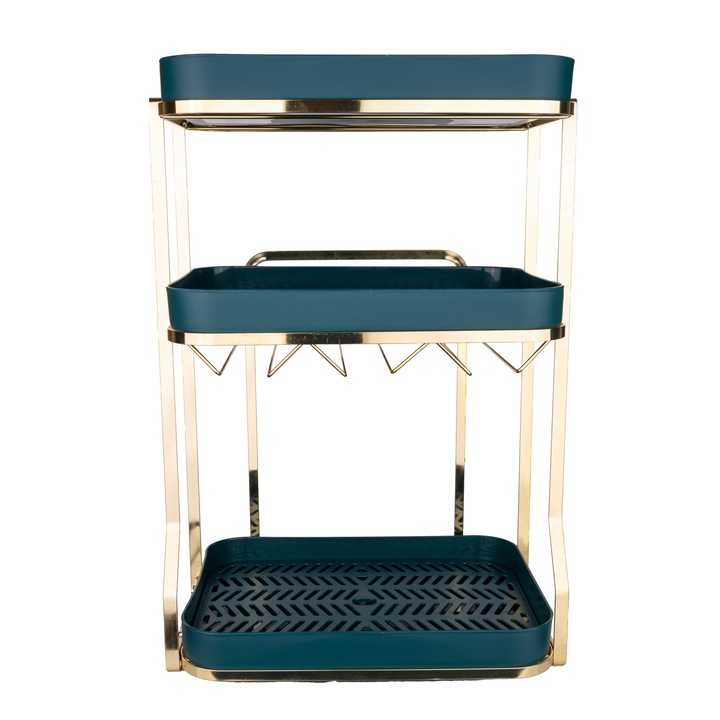 Organizator bucatarie, TRENDY’S, cu trei nivele 36X25X36 CM, verde-gold