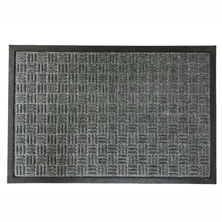 Bejárati szőnyeg, gumi és polipropilén, csúszásmentes, PALERMO, szürke, 90x60cm