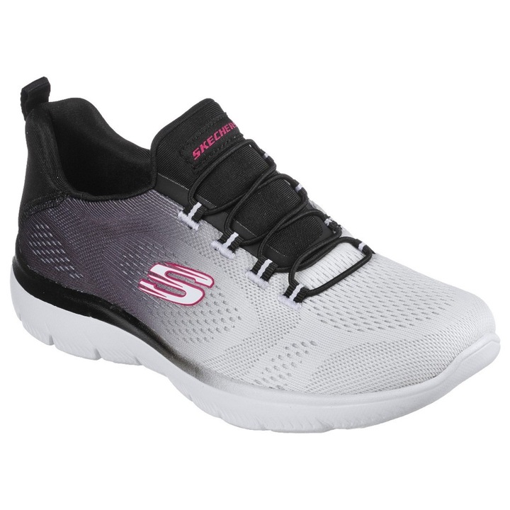 dama, Skechers Sintetic, Negru/Alb, Multicolor
