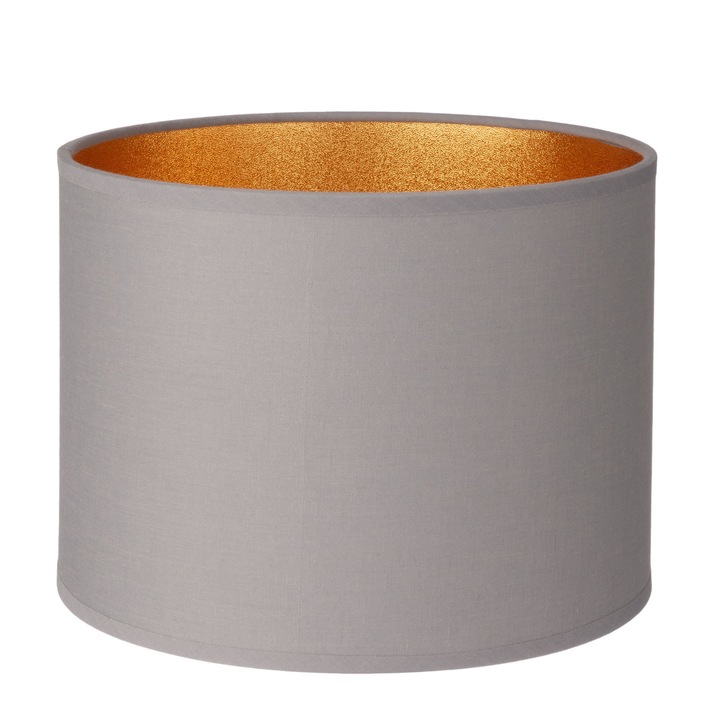 Abajur cilindric Ledigo, Oro Deluxe, E27, Textil, Gri