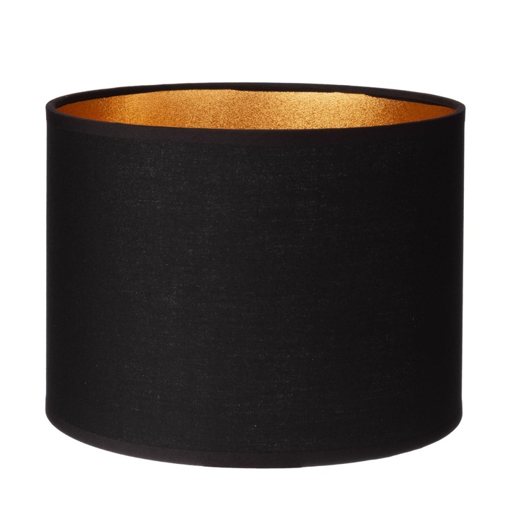 Abajur cilindric, Ledigo, Oro Deluxe, E27, Negru/Auriu